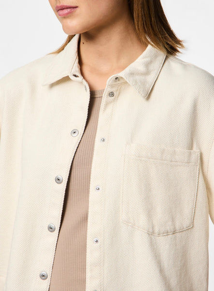 Pieces Boxy Fit Soft Denim Shirt in Cream