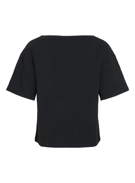 Vila Boatneck Super Soft Tshirt In Black