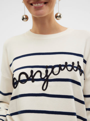 VM ‘Bonjour’ Navy Stripe Jumper