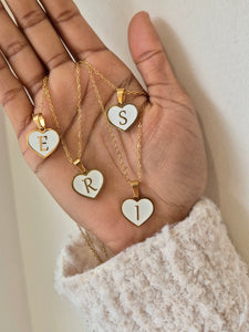 Gold Heart Initial Necklace