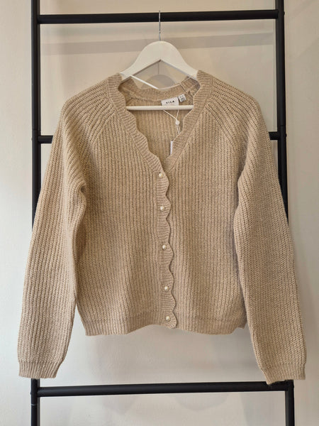 Vila Beige Long Sleeve Light Gold Glitter Cardigan