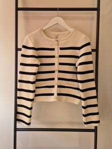 Only Round Neck Chunky Striped Knit Cardigan