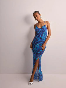 Only Blue Cowl Neck Strappy Maxi Dress