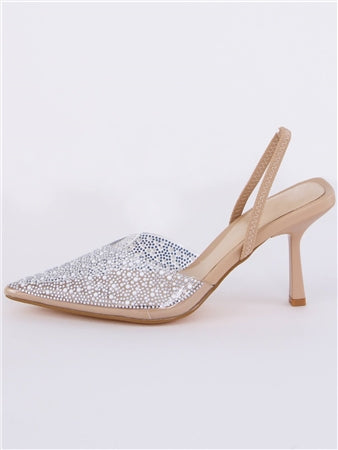 Diamante Perspex Slingbacks In Nude