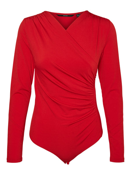 VM Red V Neck Bodysuit