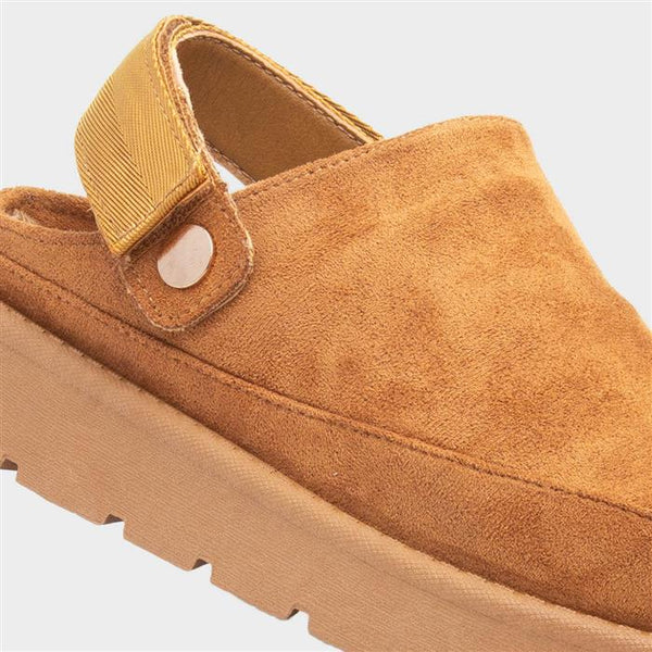 Slip On Cosy Mule Shoe In Chestnut