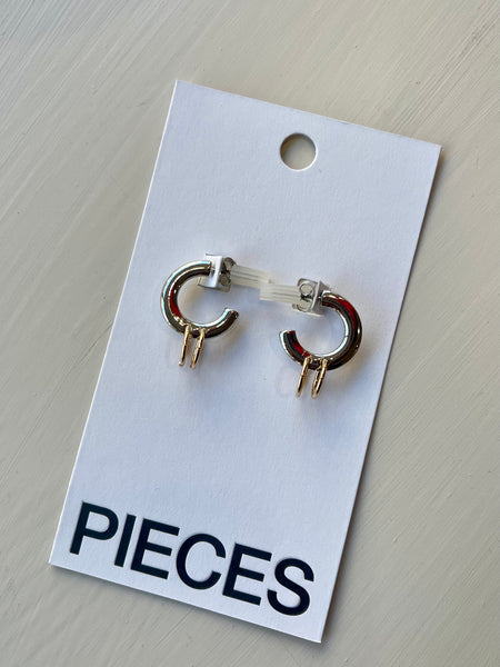 Pieces 2 Tone Hoop Earring