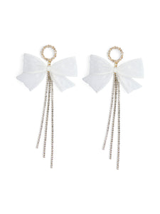 Pieces Ribbon Diamante Drop Earrings