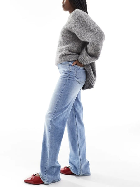 Only Maddie High Rise Wide Leg Jean in Light Blue