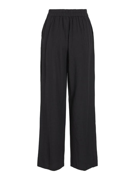 Vila Embroidered Linen Feel Wide Leg Trousers