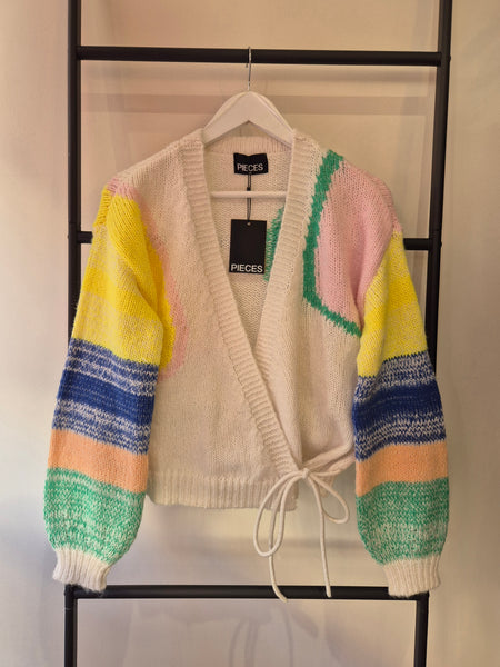 Pieces Colourful Knit Wrap Cardigan