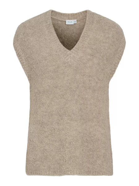 Vila Teddy V Neck Sleeveless Knitted Tank Vest Top