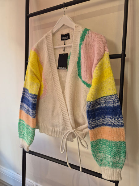 Pieces Colourful Knit Wrap Cardigan