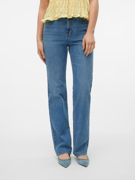 VM Tessa High Waist Straight Leg Jeans In Medium Blue