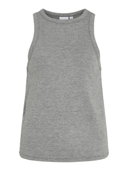 Vila Soft Ribbed Glitter Vest in Grey