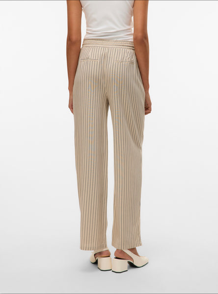 VM Pinstripe Tie Waist Wide Leg Trousers