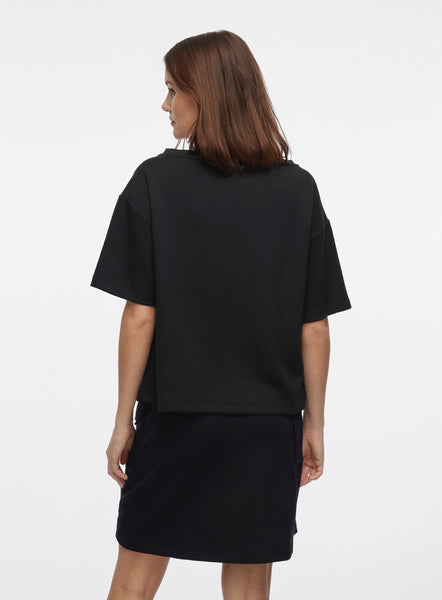 Vila Boatneck Super Soft Tshirt In Black