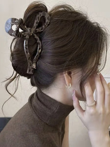 Bow Hair Claw Clip In Brown Leopard