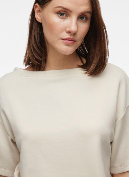 Vila Boatneck Super Soft Tshirt In Birch