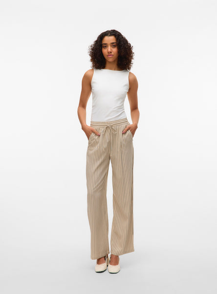 VM Pinstripe Tie Waist Wide Leg Trousers