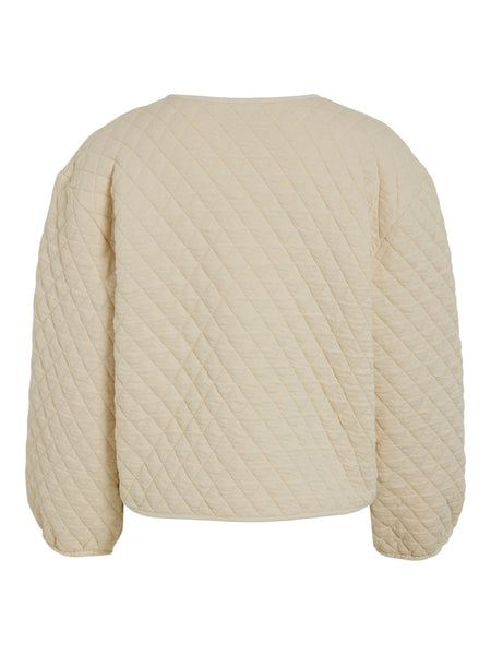 Vila Long Sleeve Quilted Jacket In Birch