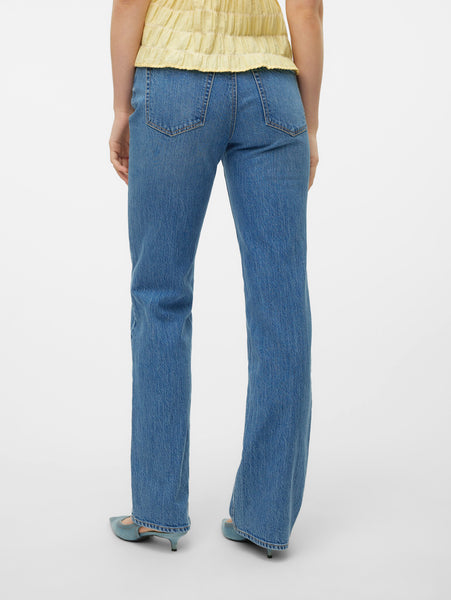 VM Tessa High Waist Straight Leg Jeans In Medium Blue