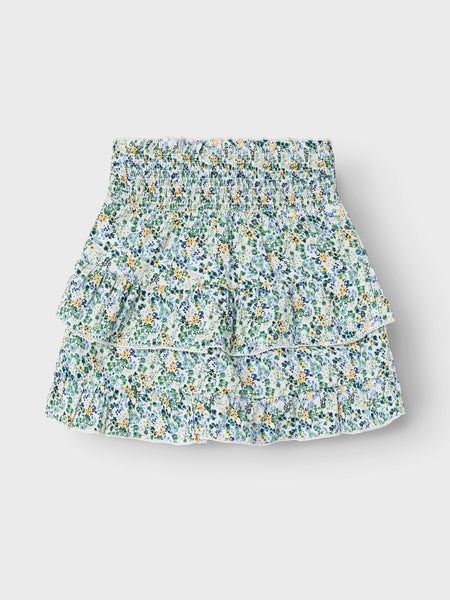 Girls Green Floral Skater Skirt