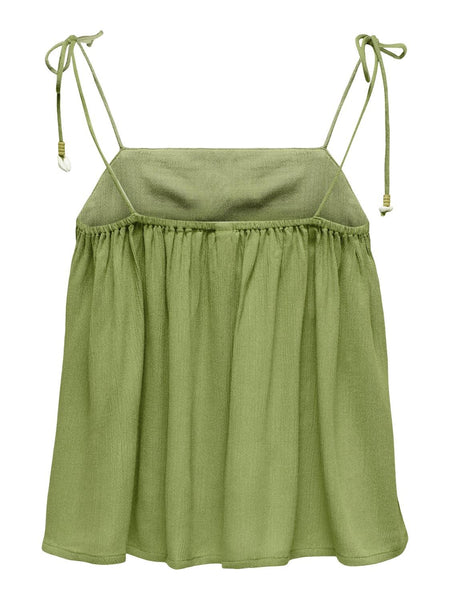 Only Green Seashell Tie Strap Smock Top