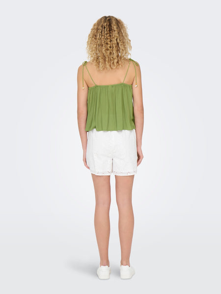 Only Green Seashell Tie Strap Smock Top