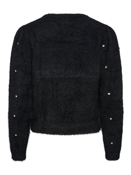 Pieces Black Fluffy Diamante Knit Jumper