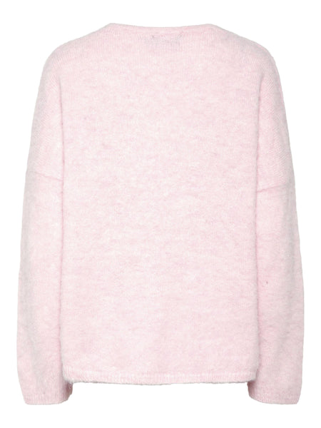 Pieces Pink Oversized Vneck Knit Jumper