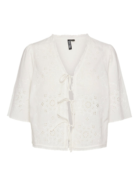 Pieces Broderie Tie Front Top