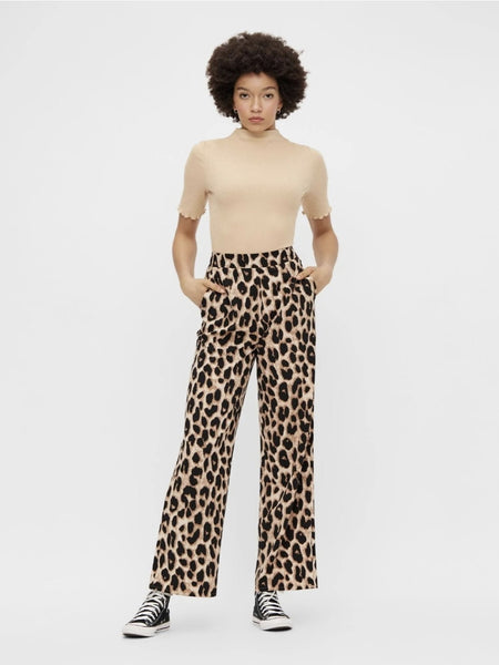 Pieces High Waist Leopard Print Trousers