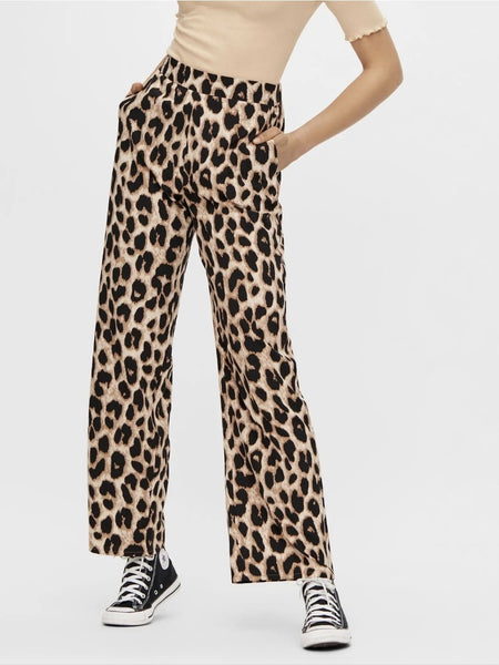 Pieces High Waist Leopard Print Trousers