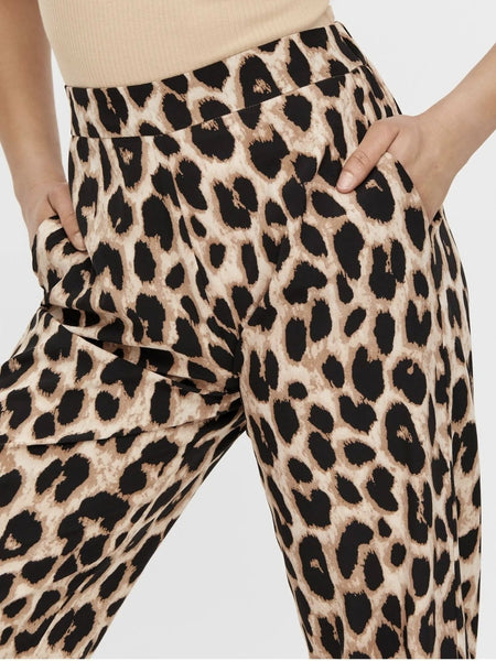 Pieces High Waist Leopard Print Trousers