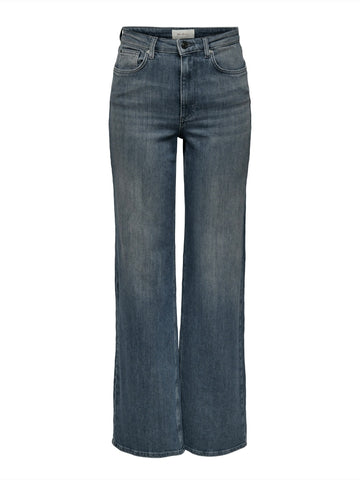 Only Juicy Wide Leg Jean In Grey Blue