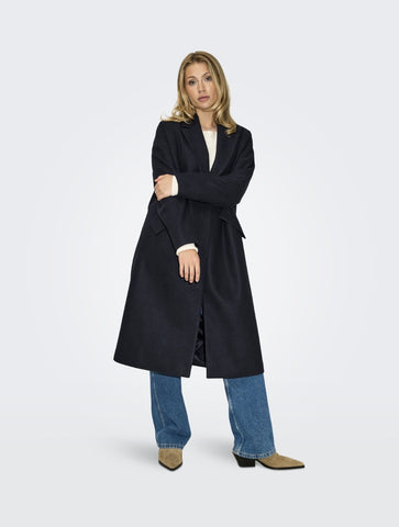 Only Long Tailored Coat In Navy