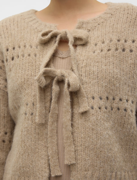 VM Long Sleeve Two Way Wear Cardigan In Oatmeal