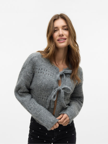 VM Long Sleeve Two Way Wear Cardigan In Grey