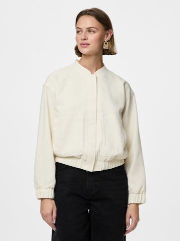 Pieces Lined Bomber Jacket In Cream