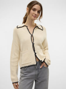 VM Contrast Stitch Poloneck Cardigan