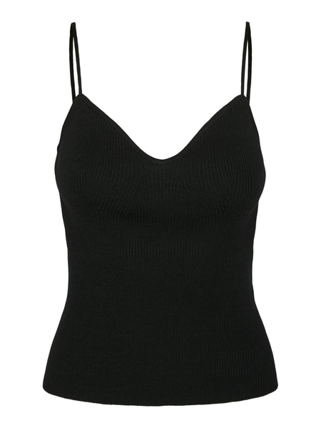 VM Ribbed Knit Strappy Vest Top In Black