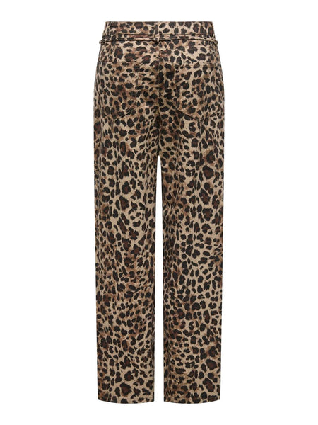 Only Mid-Rise Barrel Leg Leopard Print Jean