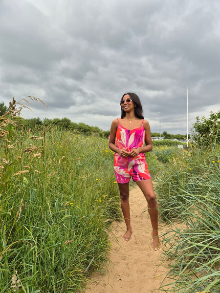 Only Sleeveless Coral Rose Playsuit