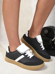 Black & White Lace Up Low Top Trainers