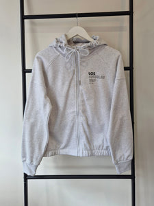 Only Grey Zip Front LA Graphic Hooded Sweatshirt