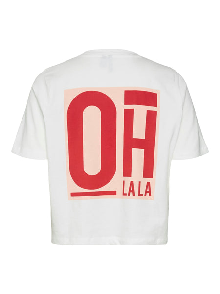 VM White Boxy Oh La La Printed Tshirt