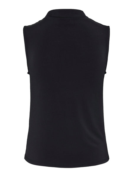 Pieces Sleeveless Draped Neck Top In Black