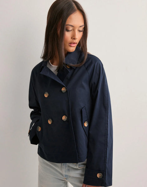 Only Navy Short Trench Coat