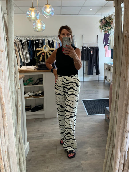 Only Wide Leg Zebra Print Trousers